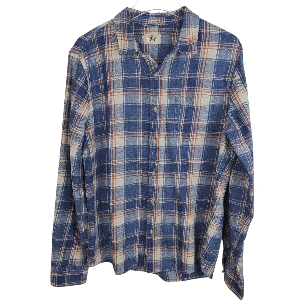 Marine Layer Plaid Flannel Men's Shirt Long Sleeve Button Up M/L